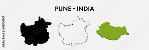 Pune India city map set vector illustration design isolated on white background. Concept of travel and geography.