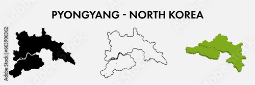 Pyongyang North korea city map set vector illustration design isolated on white background. Concept of travel and geography.
