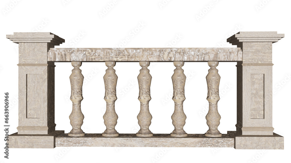 Fototapeta premium Explore a stunning collection of 3D balustrade illustrations, perfect for architectural and design inspiration. These vivid renderings showcase a variety of balustrade designs,