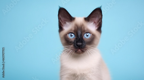 Siamese cat on blank background. Animal concept. Generative AI