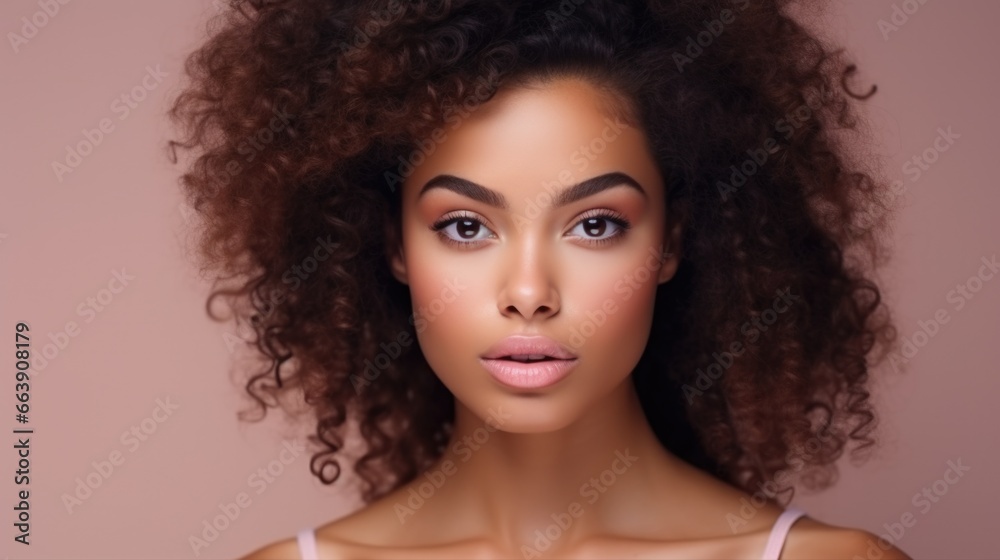 beautiful curly young mulatto with clear, radiant skin. Facial care. Cosmetology, beauty and spa beautiful curly young mulatto with clear, radiant skin. Facial care. Cosmetology, beauty and spa