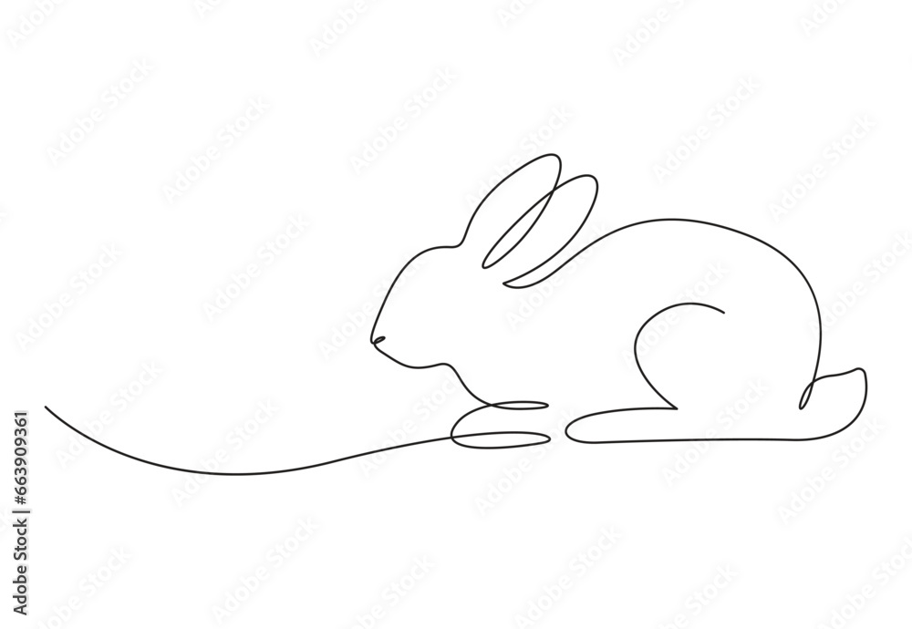 Easter bunny continuous one line drawing. Animal icon. Isolated on white background vector illustration. Pro vector. Easter bunny continuous one line drawing. Animal icon. Isolated on white background vector illustration. Pro vector.