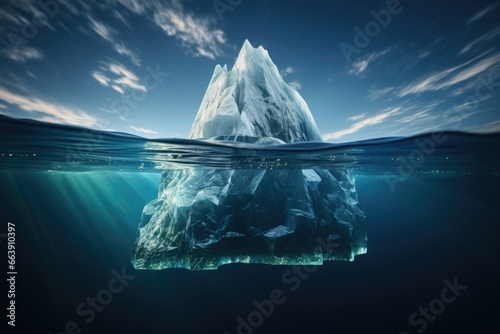 Iceberg in clear blue ocean generate with Ai