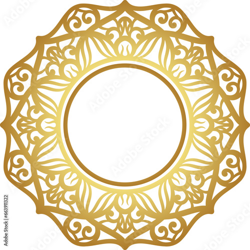 Mandala with gold color gradations
