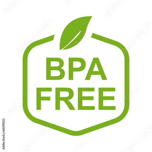 BPA free badge icon, BPA bis phenol A free flat badge vector icon isolated on white background. 