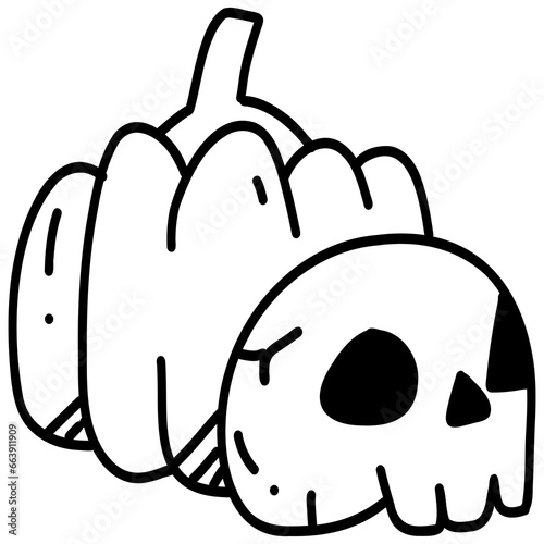 Halloween line painting, holiday festival illustration, easy hand drawn, sharp lines