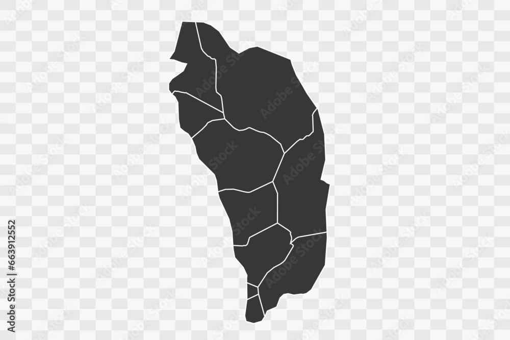 Dominica Map Shadow Color on White Background quality files Png