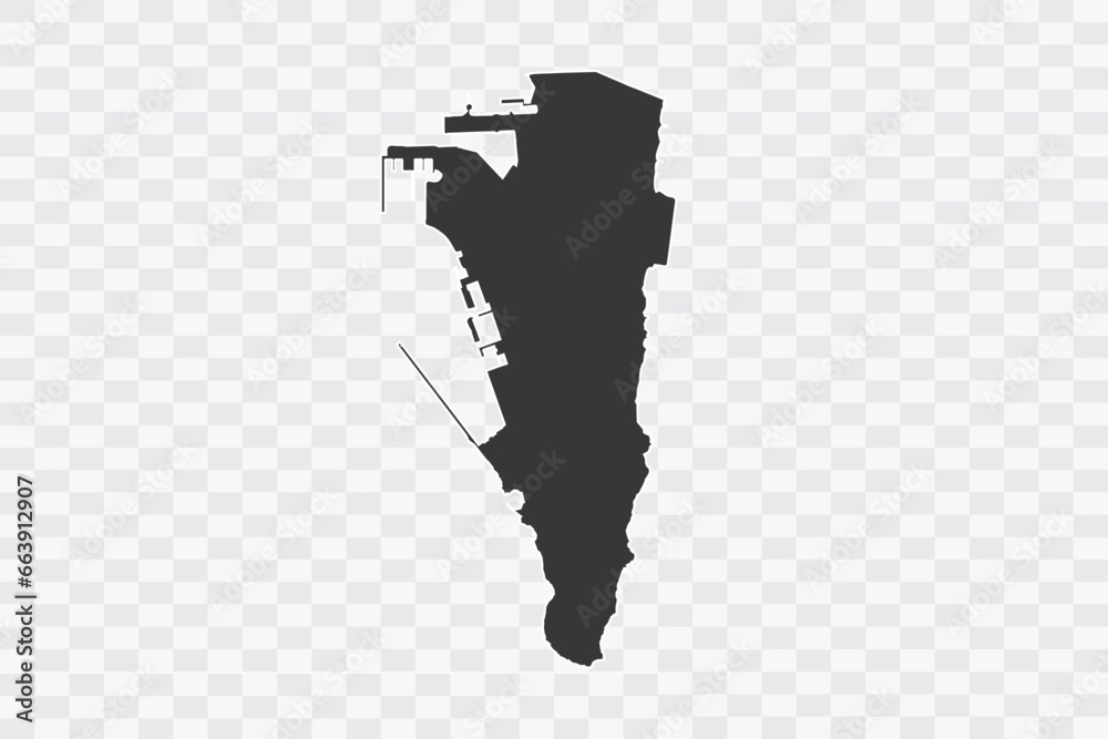 Gibraltar Map Shadow Color on White Background quality files Png