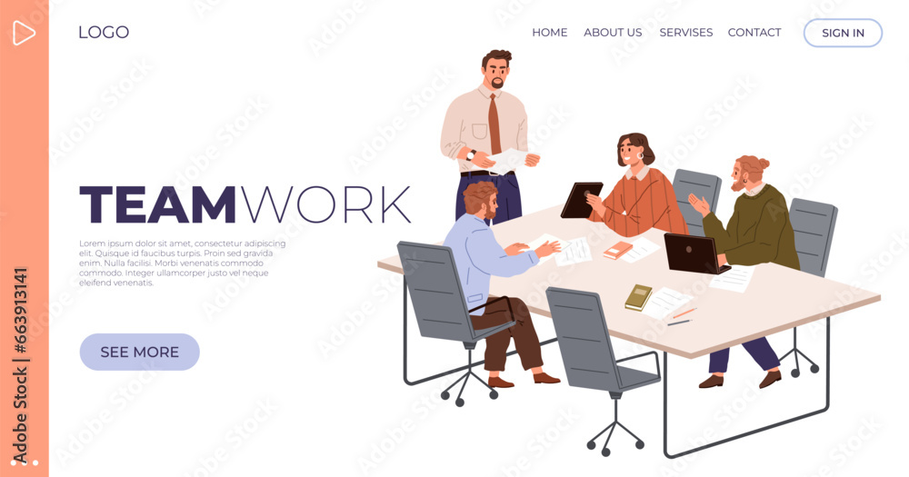 Office people worker. Vector illustration. Managers in office provide leadership and support to their team members Open communication channels facilitate smooth workflow and cooperation in office