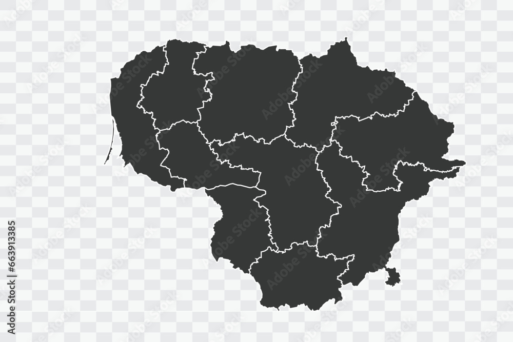 Lithuania Map Shadow Color on White Background quality files Png