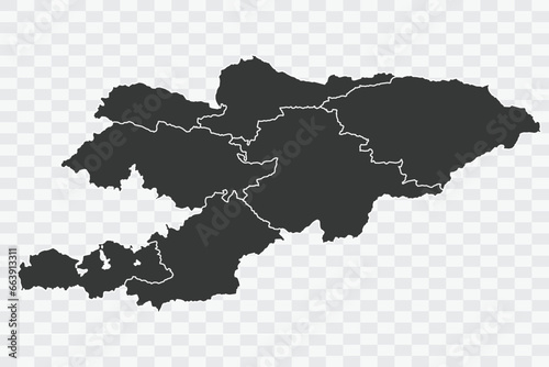 Kyrgyzstan Map Shadow Color on White Background quality files Png