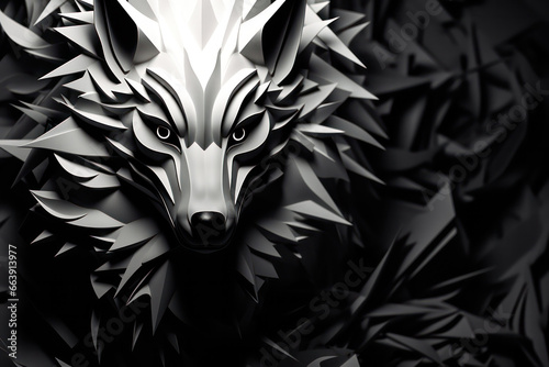 Abstract Low Poly Black Wolf - Geometric Wildlife Artwork