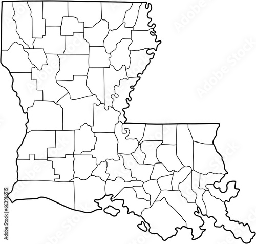 doodle freehand drawing of louisiana state map.