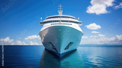 White Cruise Ship on Calm Blue Sea