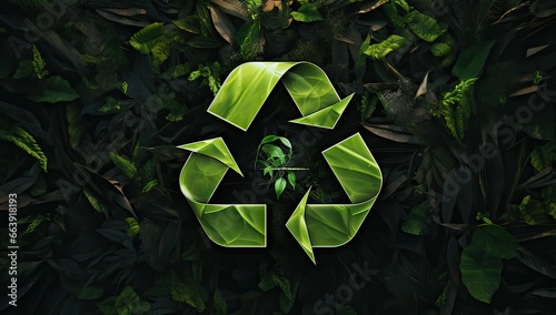 recycling logo with a background of plants, environmental concept