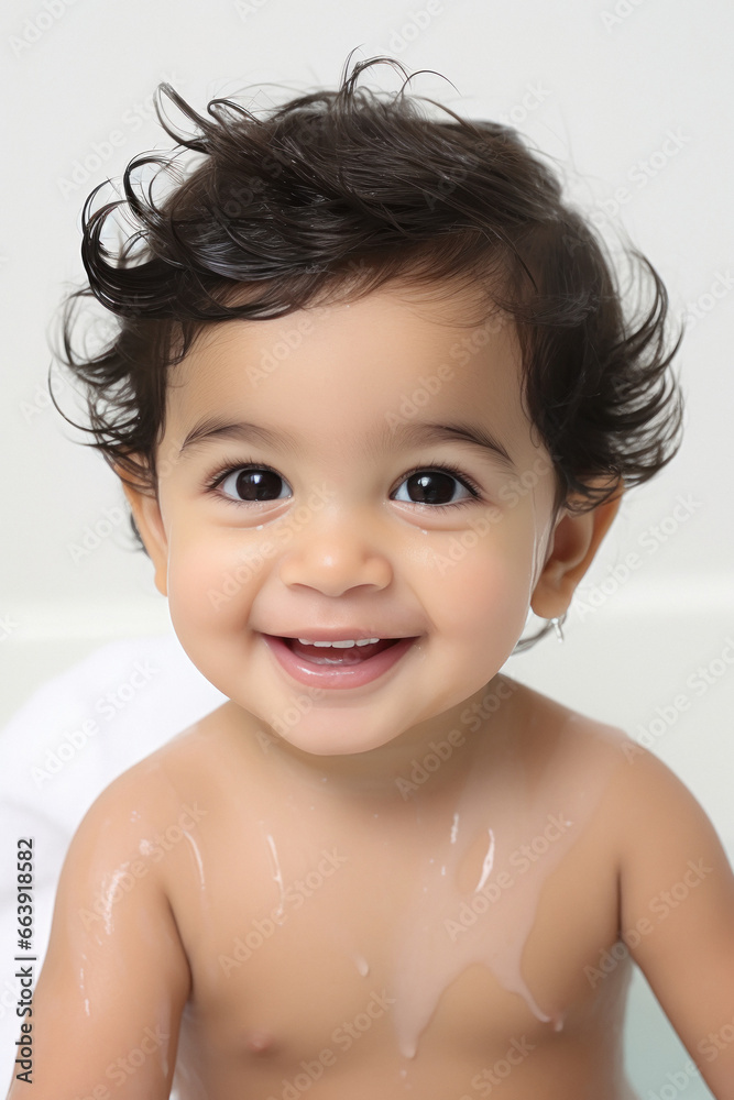 cute little girl bathing in the bathroom cute little girl bathing in the bathroom