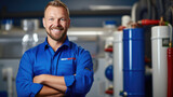 Portrait of a male plumber in work uniform