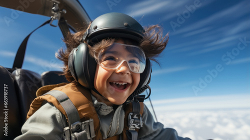 Cute little child enjoying skydiving © Niks Ads