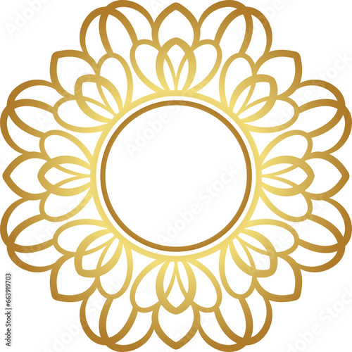 Mandala with gold color gradations