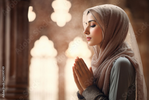 Muslim religious woman praying