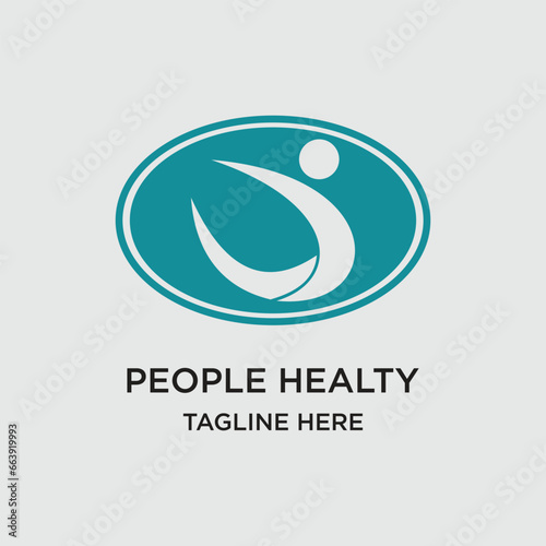 People healty logo design simple concept Premium Vector