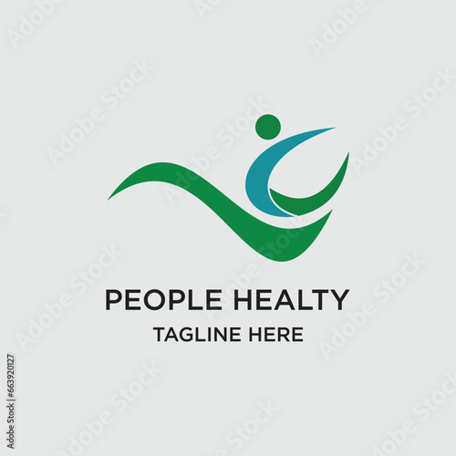People healty logo design simple concept Premium Vector