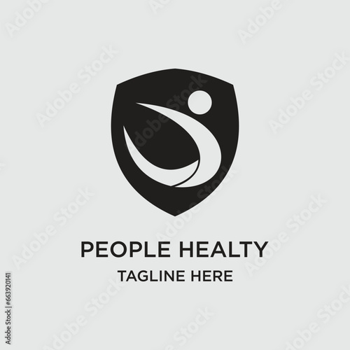 People healty logo design simple concept Premium Vector