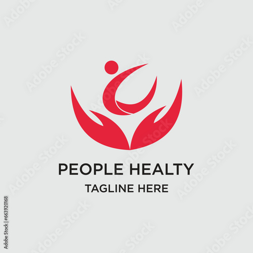 People healty logo design simple concept Premium Vector