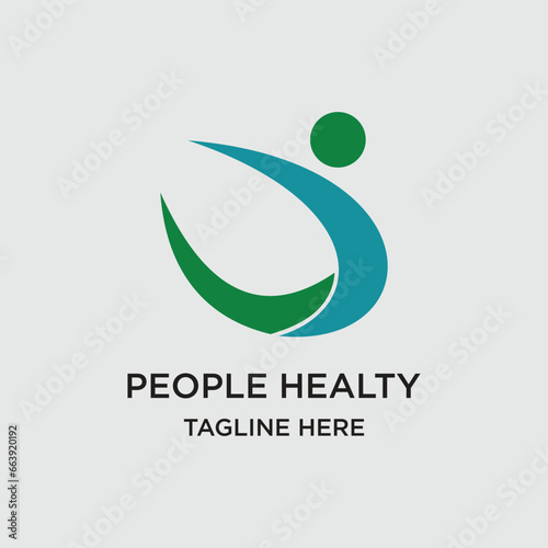 People healty logo design simple concept Premium Vector