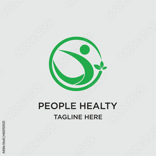People healty logo design simple concept Premium Vector