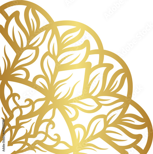 Mandala with gold color gradations