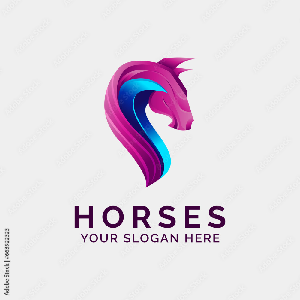 Horse Head Logo Gradient Vector Design template emblem mascot vector illustration Horse Head Logo Gradient Vector Design template emblem mascot vector illustration