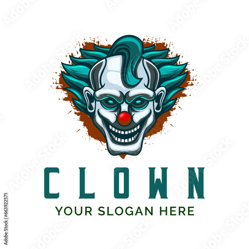 Head of Clown Logo Design Vector Mascot template