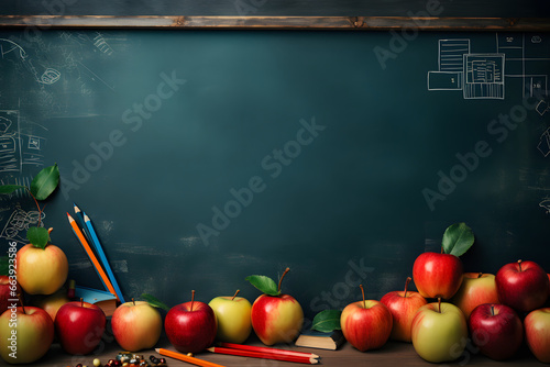 School background with chalboard and book. Back to School concept