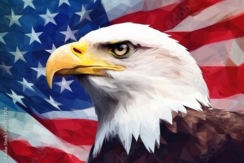 eagle background wallpapaer banner with usa american flag elements in the background