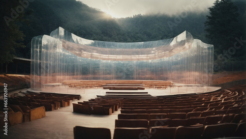 An amphitheater made entirely of transparent materials