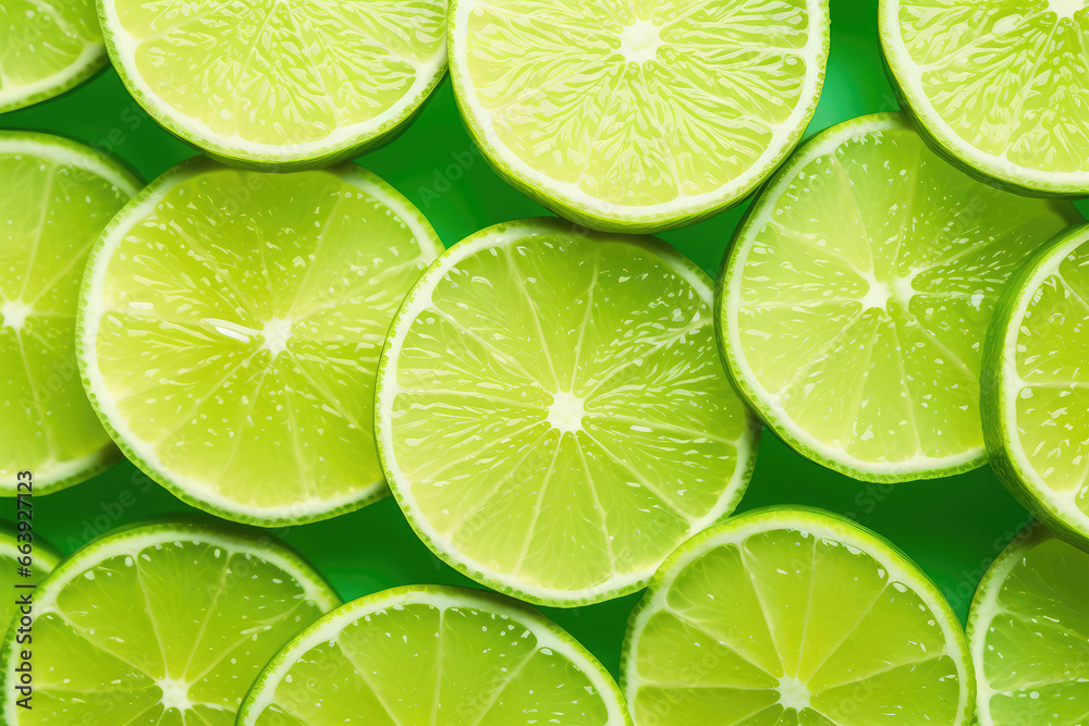 slice lime fruits on background