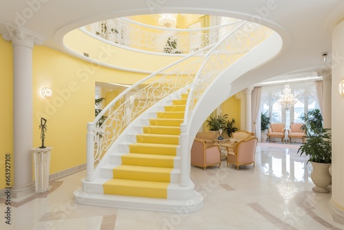 A Grandiose Staircase in a Majestic Entrance Hall  Embellished with Elegance and Magnificence