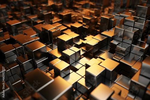 3D Glossy Cubes on Modern Tech Wallpaper