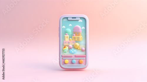 3D icons telephone children's toys bright pastel tone background. Generative AI.