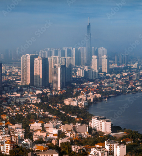 early morning downtown hochiminh city