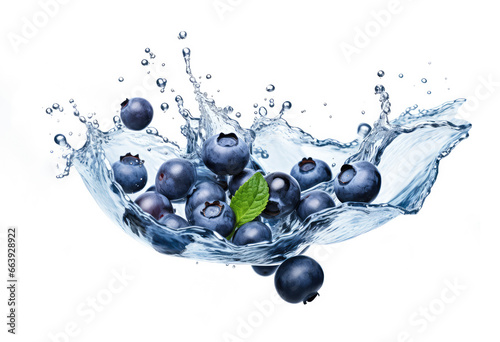 Berries splashing in water isolated on white background