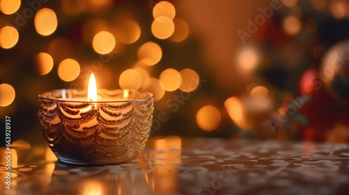 Golden Christmas advent decoration Candle