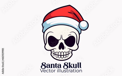 Christmas Cartoon Character of Cute Santa Skull Vector for a Happy Winter Holiday © Giu Studios