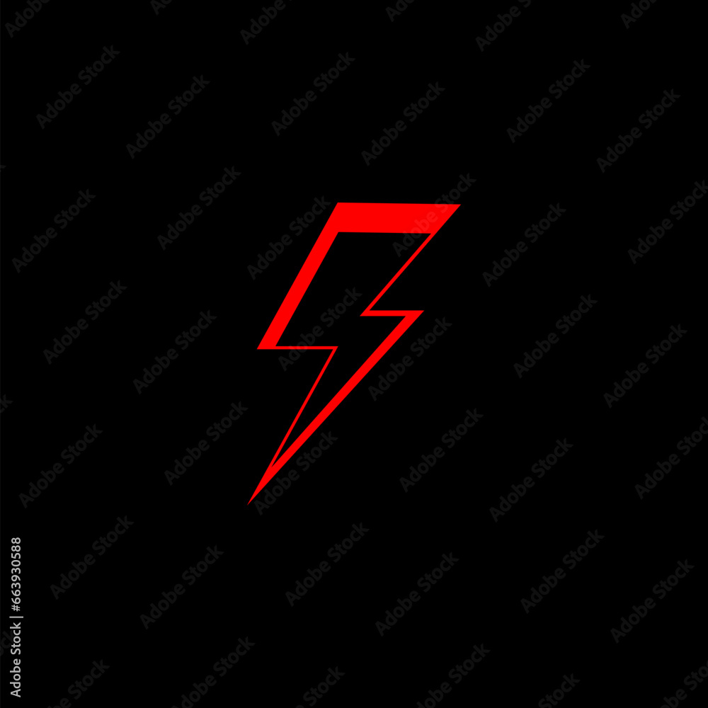 Lightning, electric power icon isolated on black background