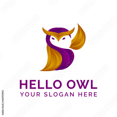 Owl Logo Design in Gradient template vector mascot