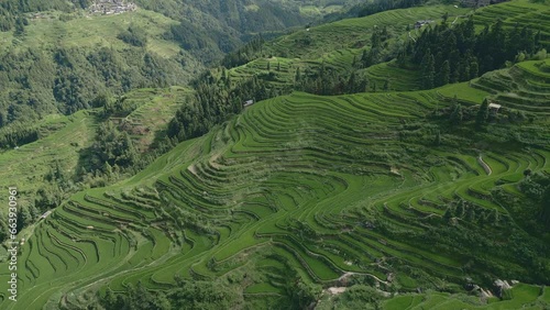 Jiabang terrace in guizhou china photo