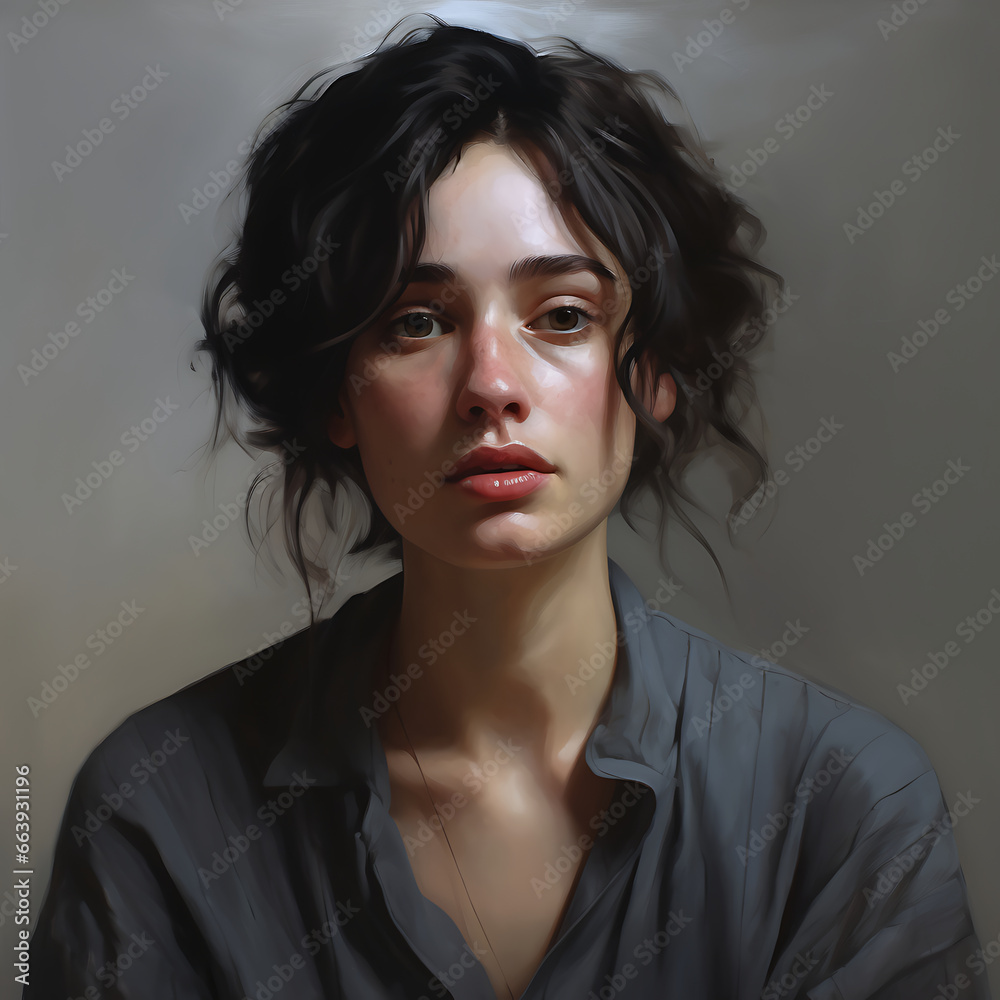 a portrait of a person with a melancholic expression, tears glistening in their eyes, conveying a sense of sadness and introspection a portrait of a person with a melancholic expression, tears glistening in their eyes, conveying a sense of sadness and introspection