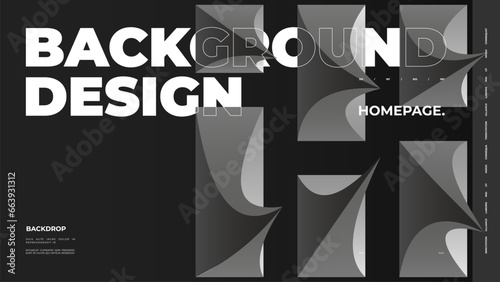 Abstract web page, homepage, landing page concept. Strict and discreet background. Type and polyhedral simple 3D shapes.