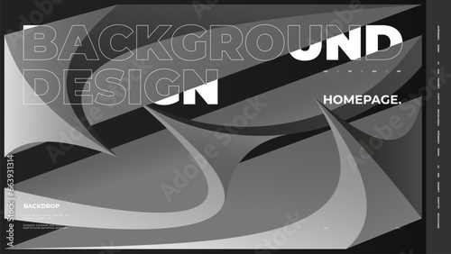 Abstract web page, homepage, landing page concept. Strict and discreet background. Type and polyhedral simple 3D shapes.